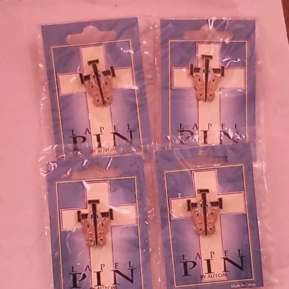 NEW Butterfly with Cross & Shroud of Jesus Enamel Lapel Pin Tie Tack Gifts